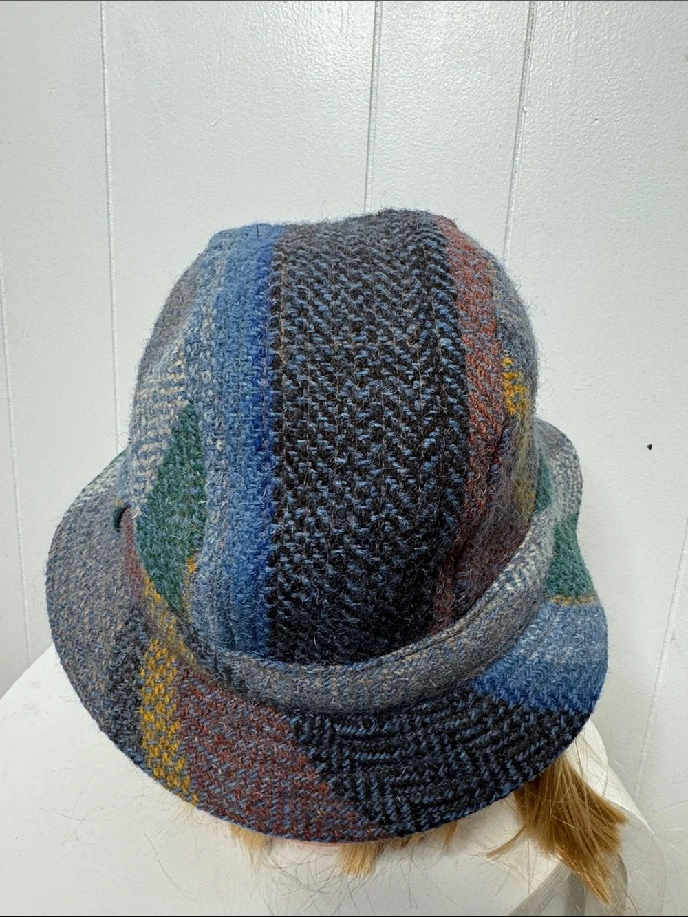 Vintage wool hat plaid women’s - Picture 4 of 7